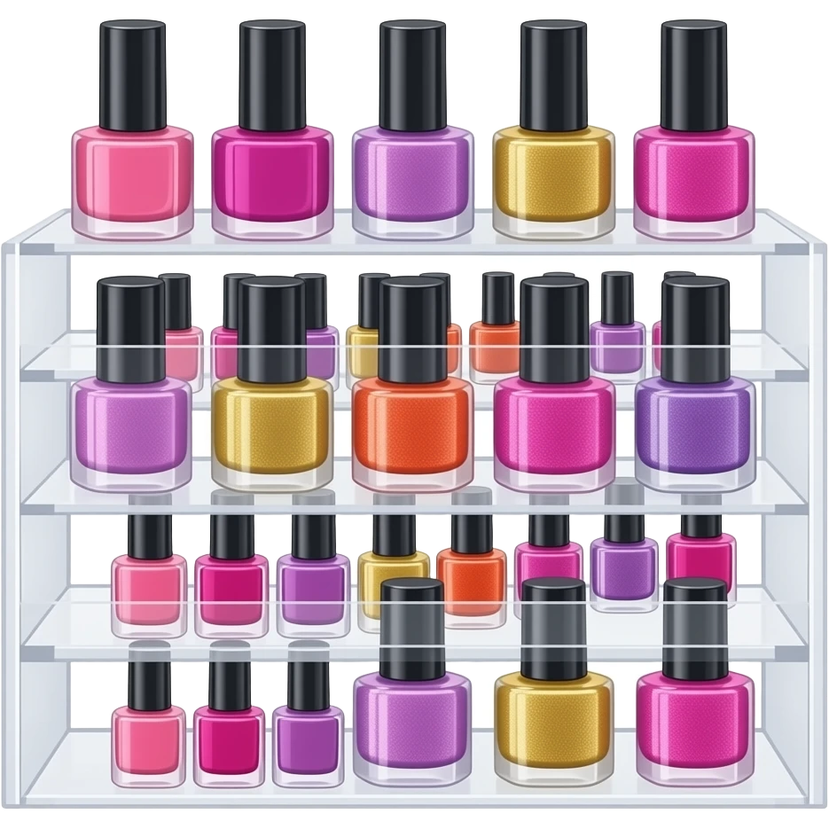 Nail polish rack inspired by Barbie colour pallete emoji