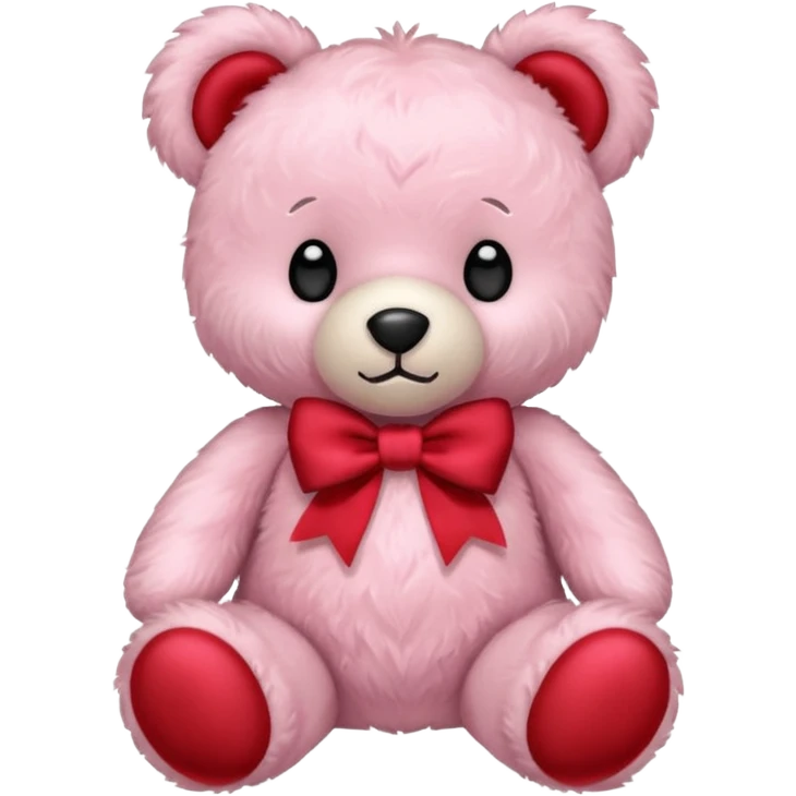 Light Pink teddy bear with red bow emoji