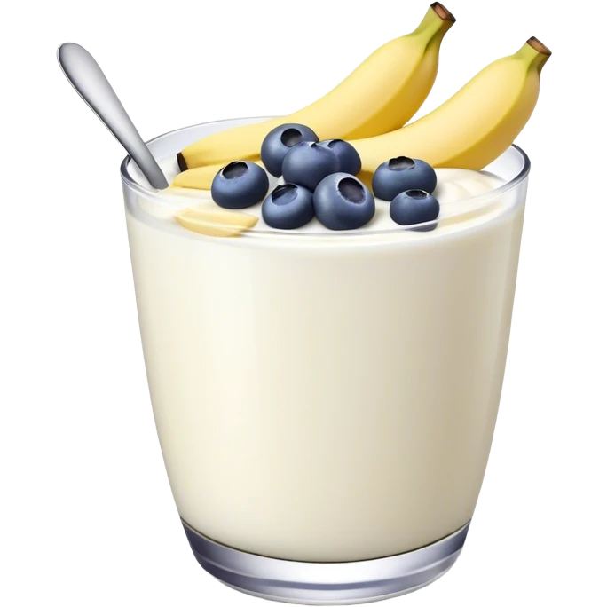 Yogurt with sliced banana and blueberries emoji