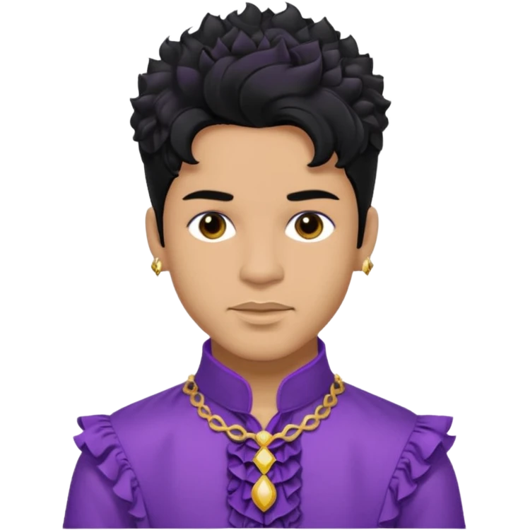 Prince Rogers Nelson olive skin, black hair, brown eyes, purple outfit emoji