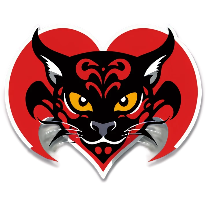 Red and black devil cheetah heart  emoji