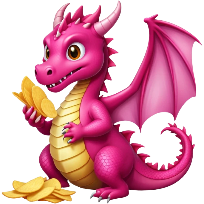 a pink dragon eatibg chips emoji