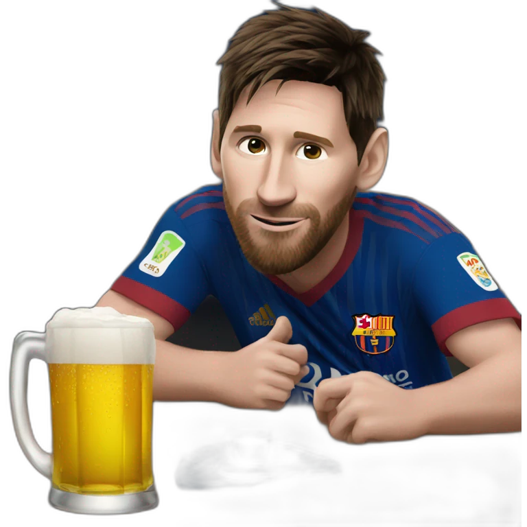 Messi drinking beer emoji