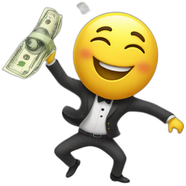 Happy dance with money emoji