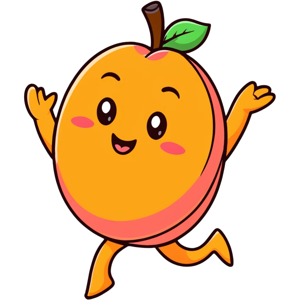 happy peach fruit character dancing emoji