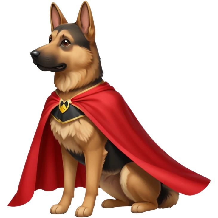 German shepherd with a cape emoji