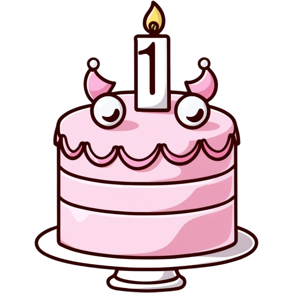 light pink birthday cake decorated with pearls emoji