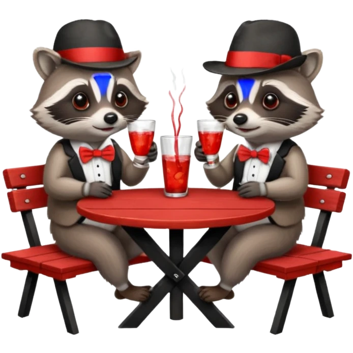 Two raccoons sharing a drink emoji