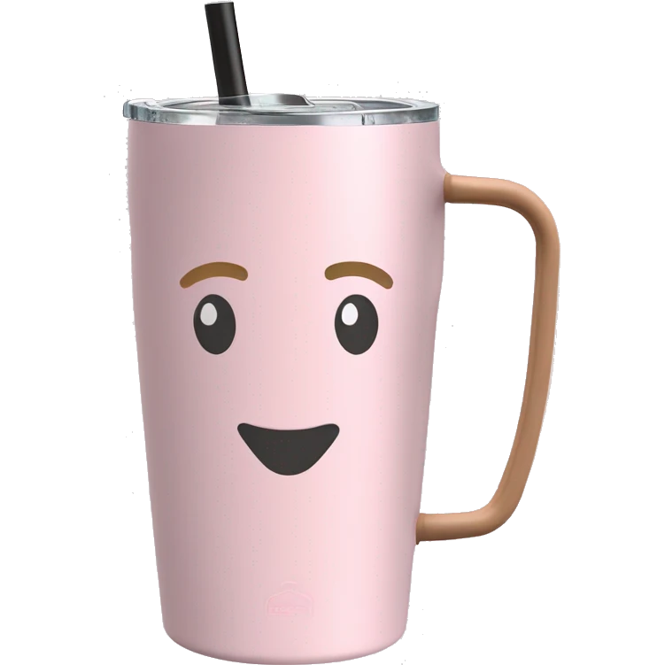 Light pink 40oz Stanley tumbler with handle and straw emoji