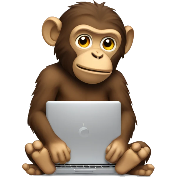 Tired monkey typing on chromebook emoji