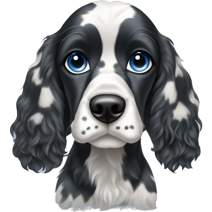 Black and white spotted cocker spaniel blue eye emoji