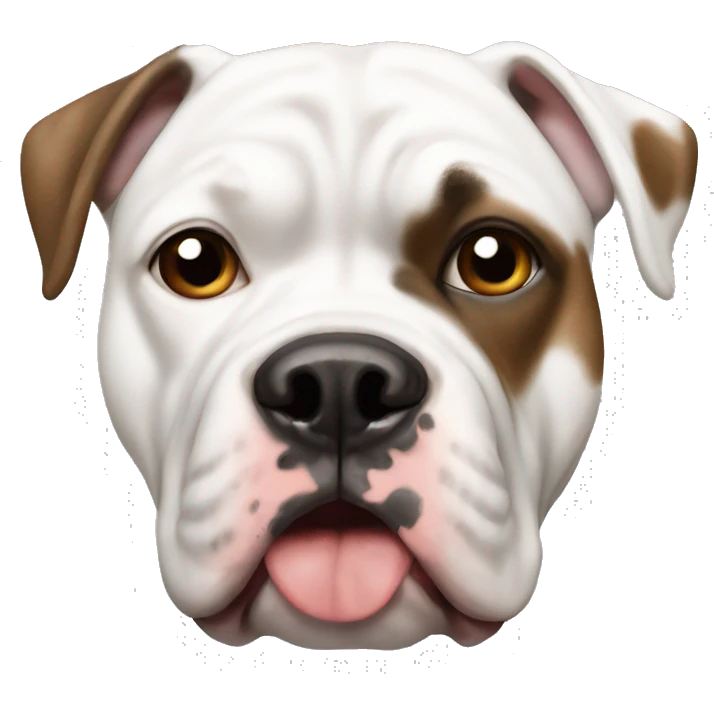 White American bulldog with brown spot left eye emoji