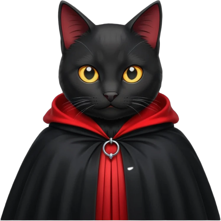 Black cat in red collar cloak emoji