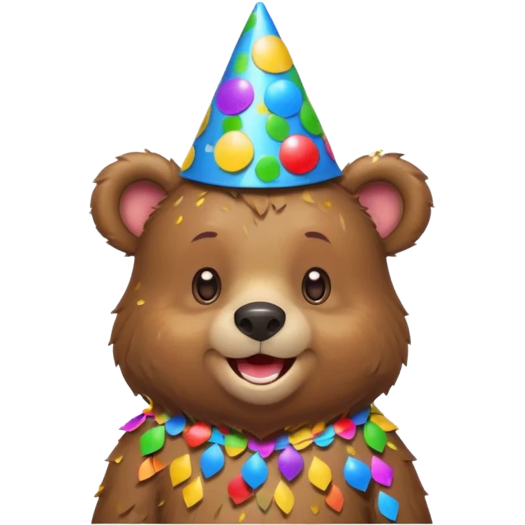 Partying bear cub with confetti  emoji