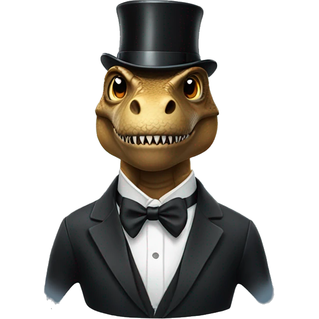 Trex wearing a tuxedo emoji