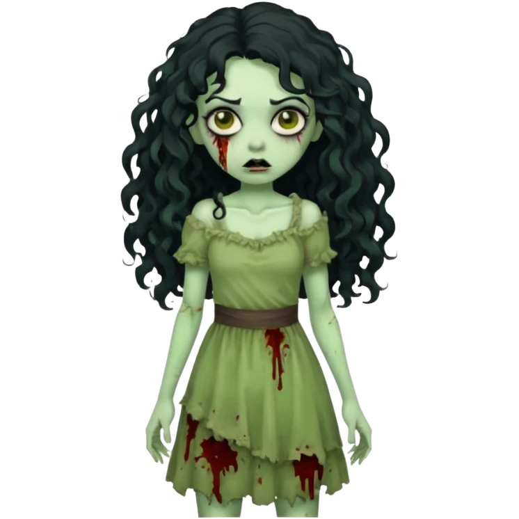 garota zumbi com cabelo cacheado longo oreto emoji