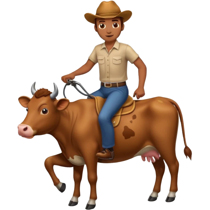 brown cow riding a man emoji