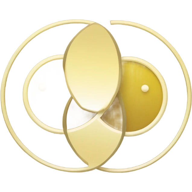 two overlapping circles in a rich yellow color (#FFD700). The circles should be identical in size and overlap by about 30-40% in the center, creating a vesica piscis shape. The design should be clean and minimal with a solid fill emoji