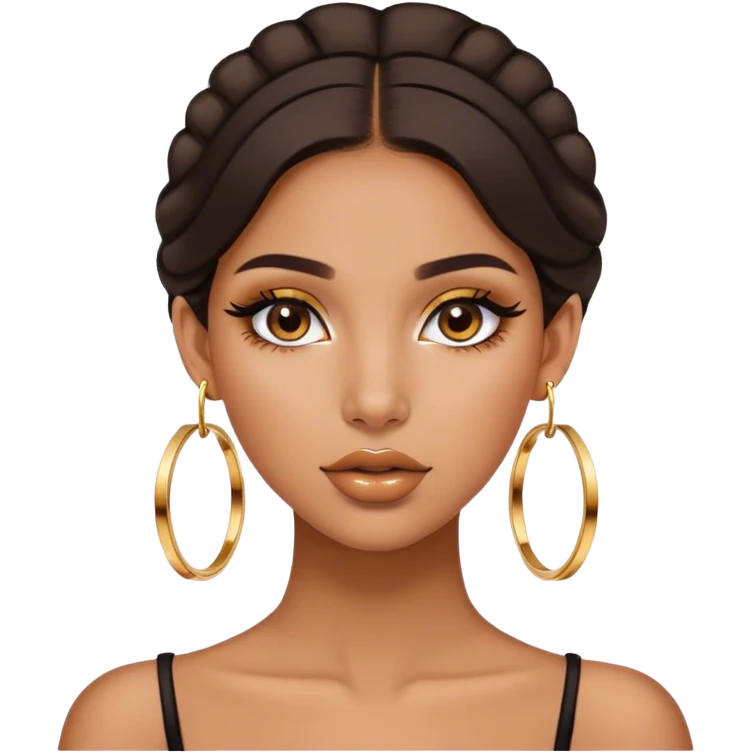 Latina girl medium tan skin with gold hoops and brown makeup beautiful emoji
