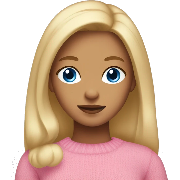 Girl with tan skin and blonde hair, blue eyes and a pink sweater  emoji