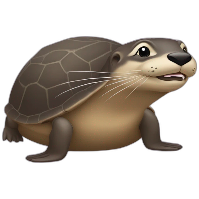 Une loutre sur un sur une tortue emoji