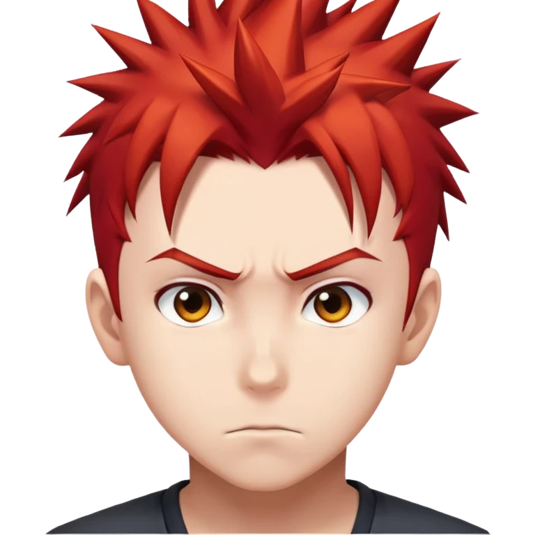 Anime boy with spiky red hair and determined expression emoji