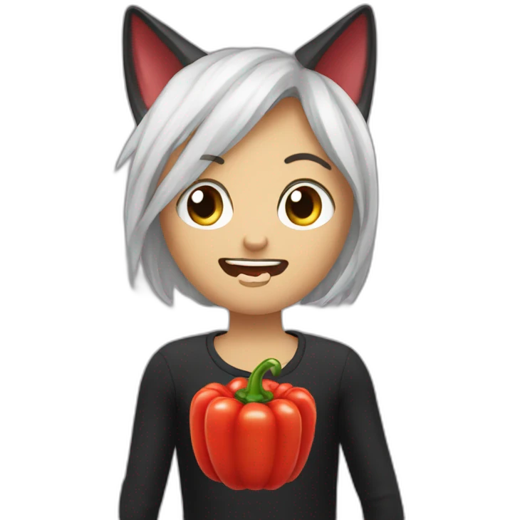 pepper eat black cat emoji