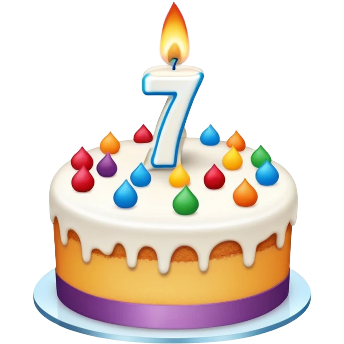 celebration cake with number 7 candle emoji