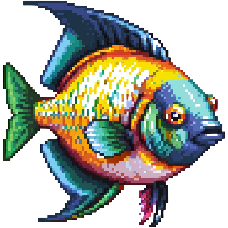 fish head logo, colorful tropical fish face viewed from the front emoji