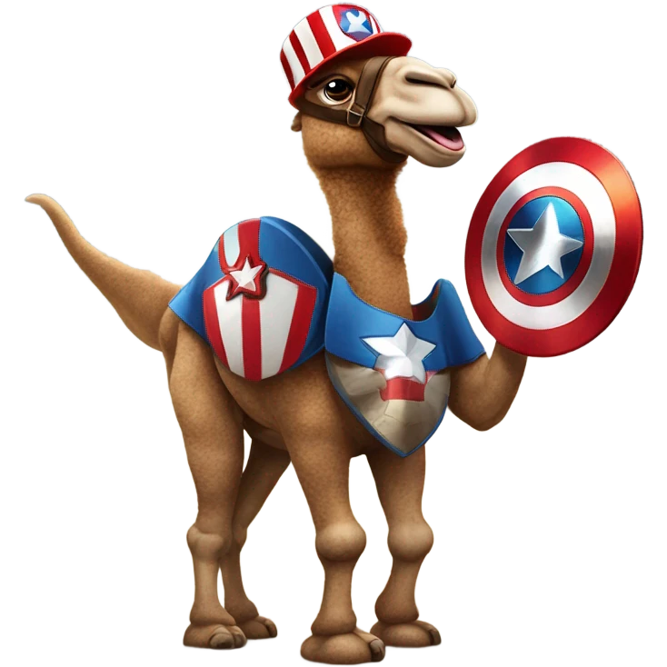 Captain America as a camel ordering Little Caesars emoji