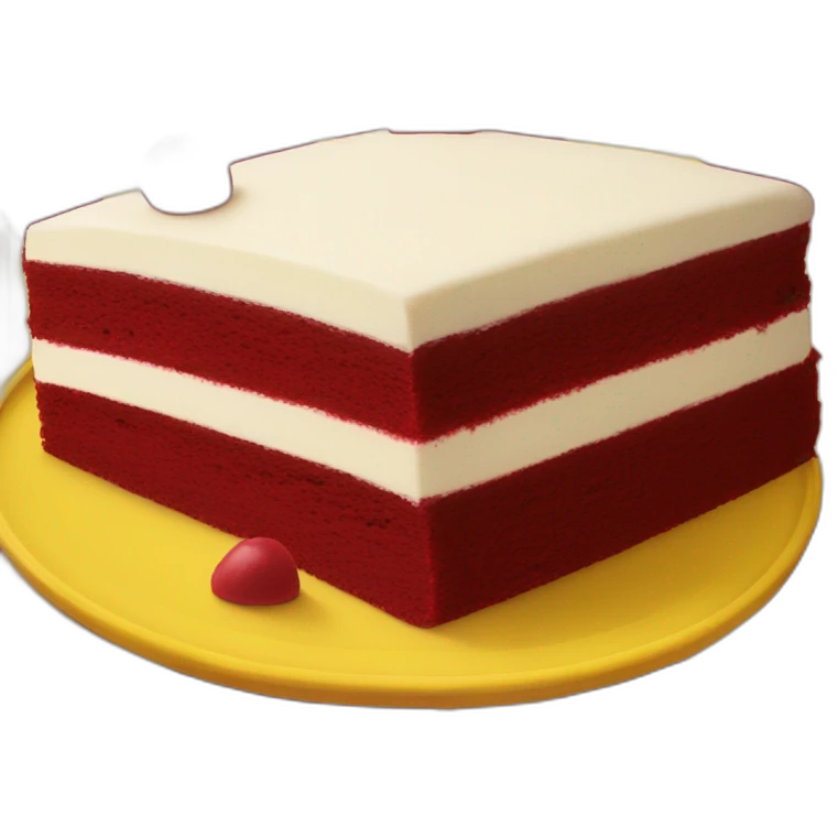 Red velvet cake on a yellow plate emoji