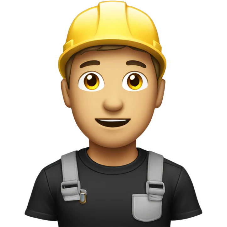 electrician with a black t-shirt with a lightning on it emoji