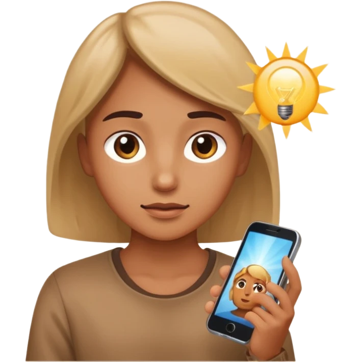 Looking at the phone with light hitting the face  emoji