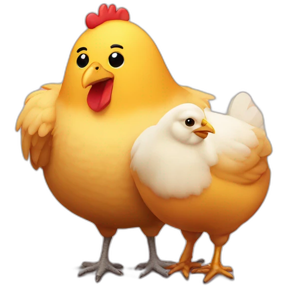 Chicken with a fat friend emoji