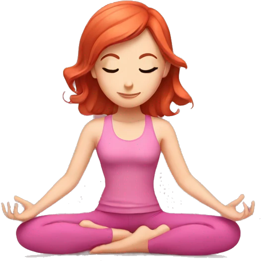 girl with red hair in a pink outfit doing yoga emoji