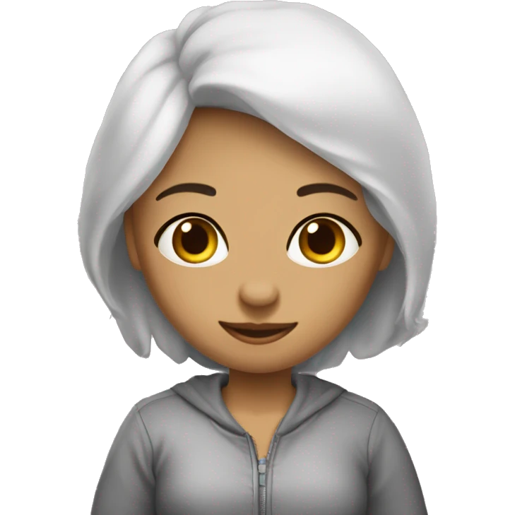 Девушка в черной шелковой пижаме брюнетка  emoji