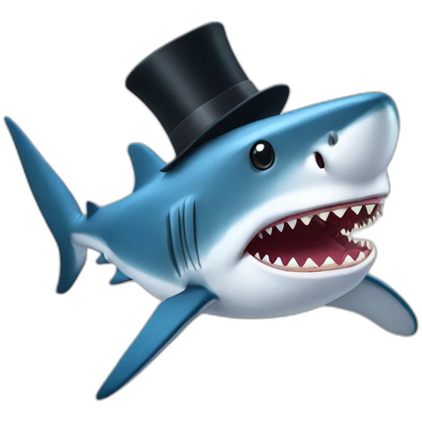 Shark with a top hat emoji