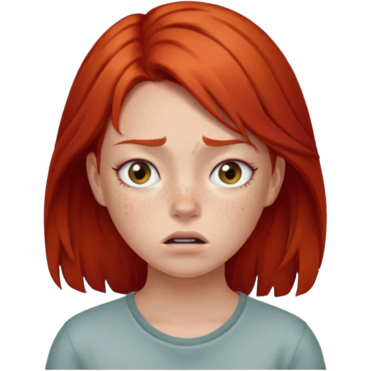 An irritated girl with red hair emoji