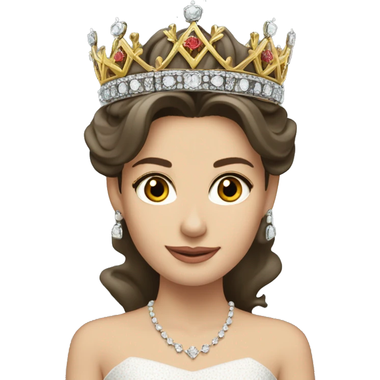 reina letizia con su corona de reina, pelo negro emoji