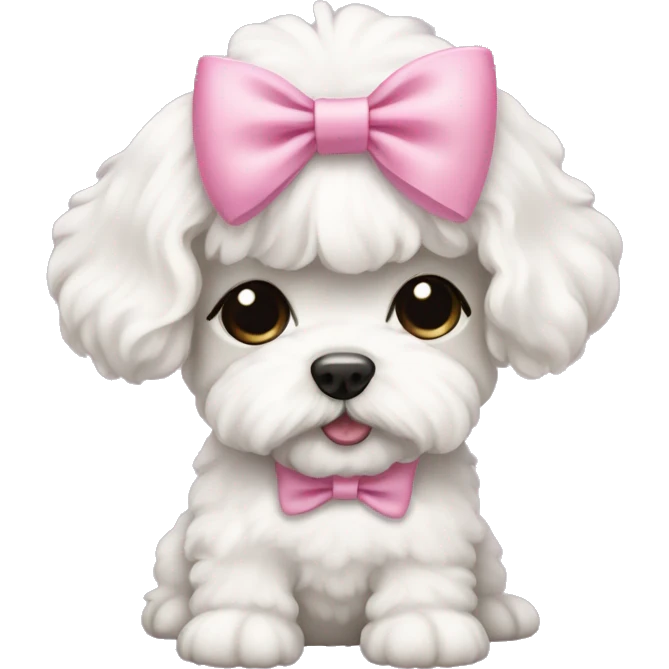 Schichon puppy pink bow emoji