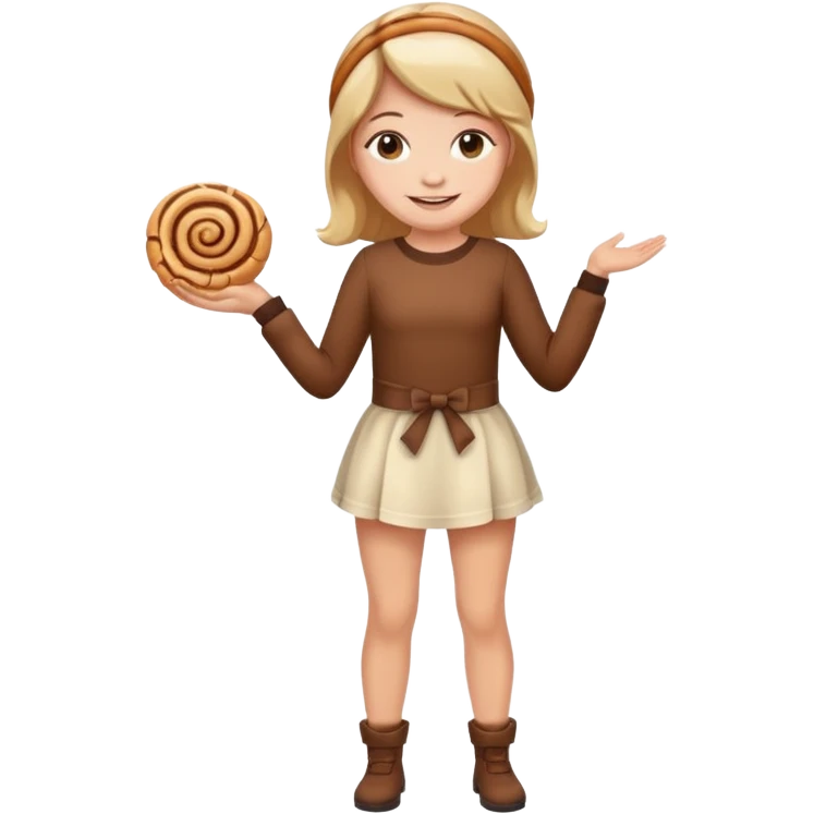 A girl full body. When a cinnamon roll outfit. emoji