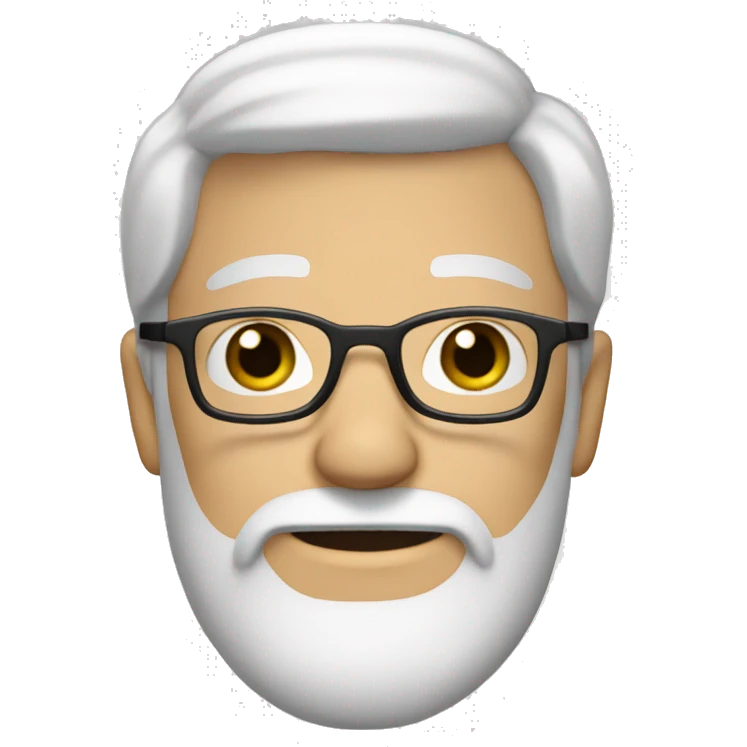 guy-with-white-hair and white beard with hazel eyes and glasses emoji