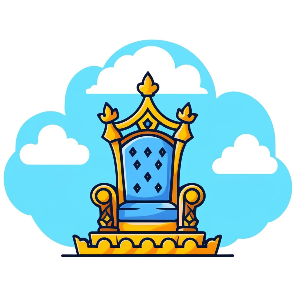 A magnificent throne surrounded by clouds in the sky emoji