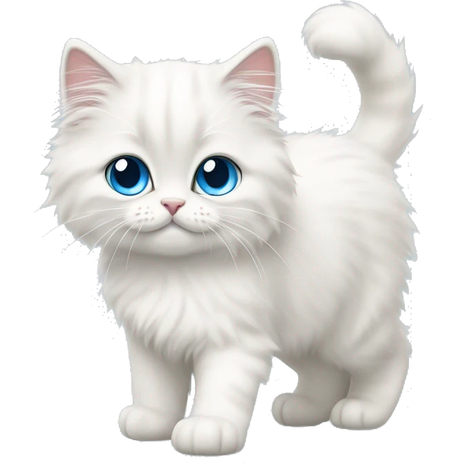 White siberian cat whit blue eyes kitten walking  emoji