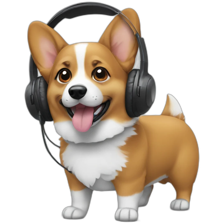 corgi with nheadset emoji