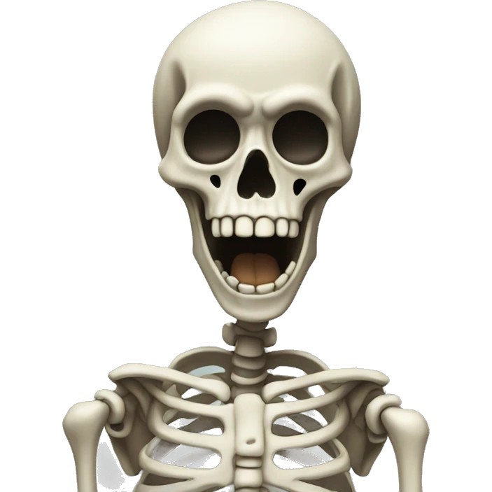 Skeleton shocked and put hands on mouth emoji