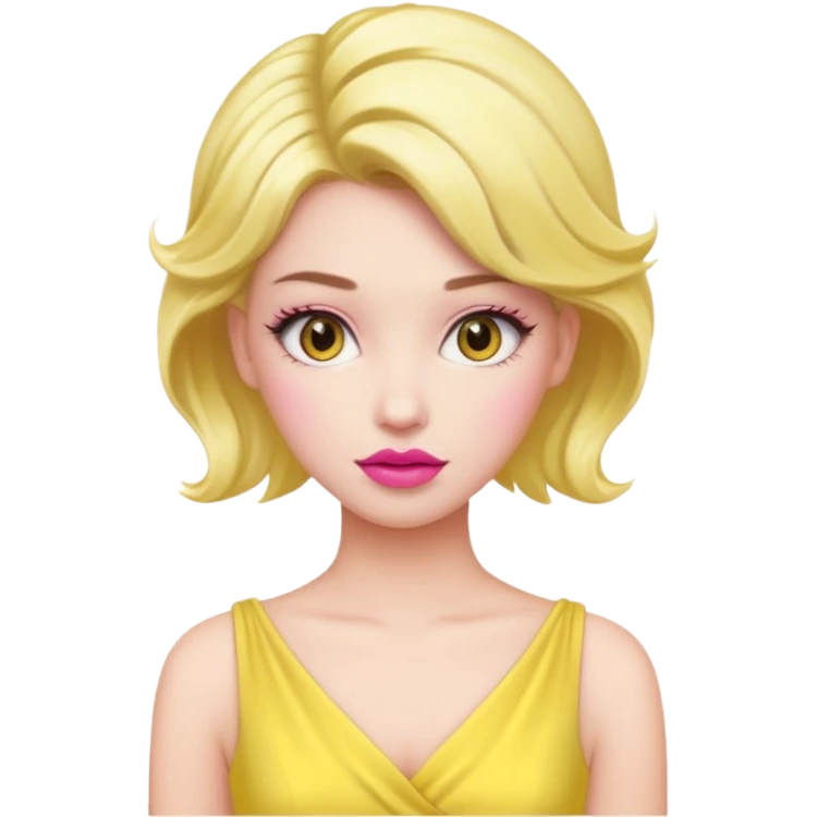 woman Pink lips, deifferent hair, yellow dress. emoji
