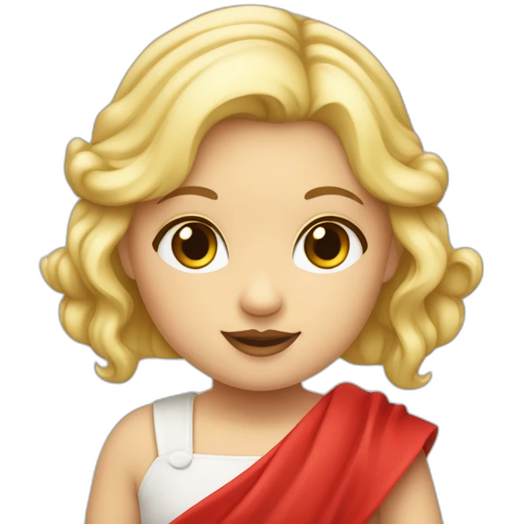 bébé fille blonde décoiffée avec une feuille d’érable rouge emoji