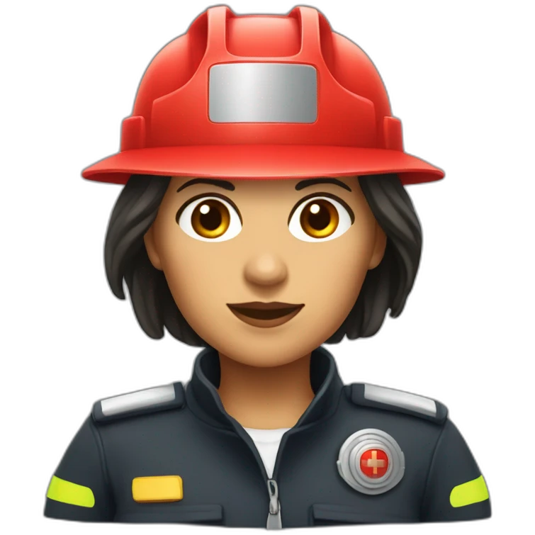 Femme brune pompier feu emoji