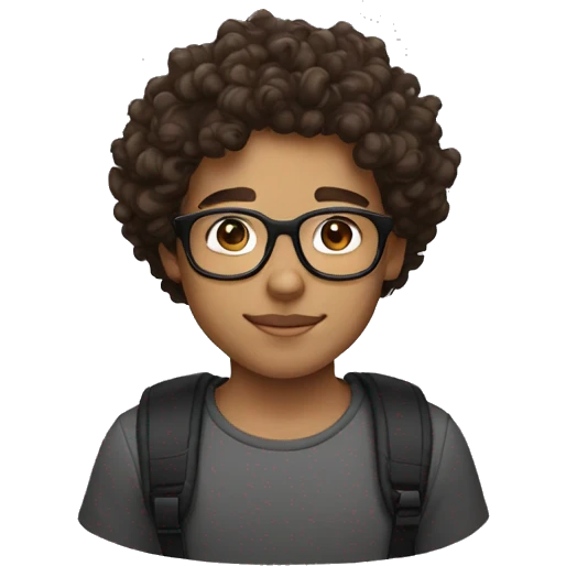 lightskin boy with curly brown hair and glasses emoji